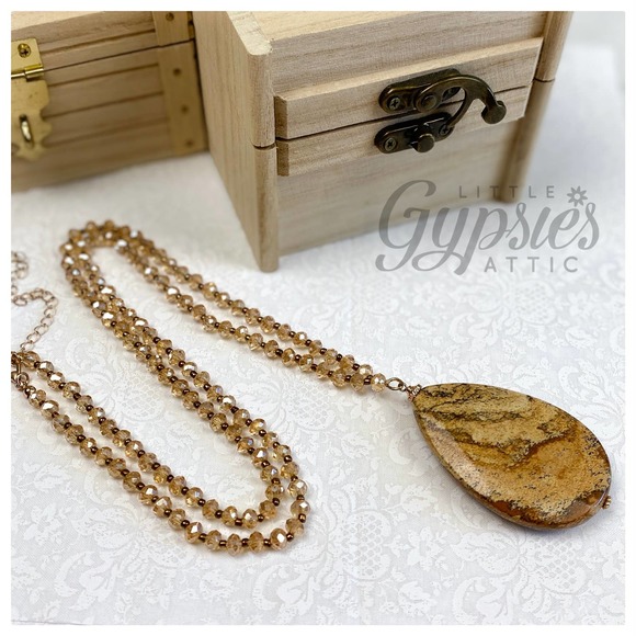 Handmade Woodland Jasper Long Necklace - Picture 4 of 8